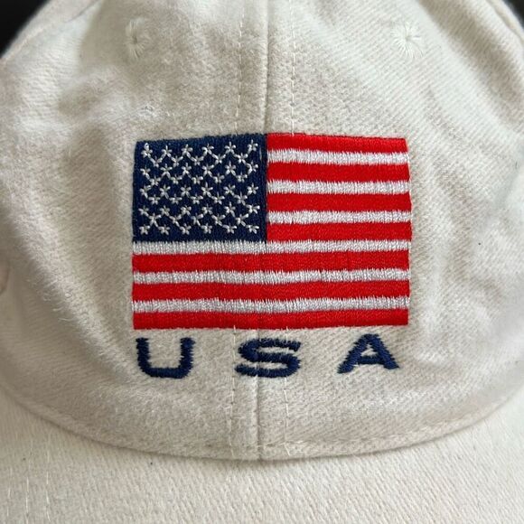 USA Embroidered Flag Cap Hat Beige SnapBack Patriotic Top of the World - Picture 3 of 10
